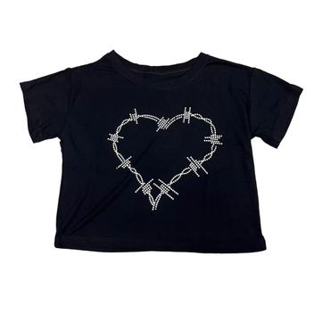 Blusa Coração Emo E Girl Blusinha Camiseta Cropped Feminino Baby