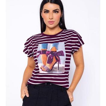 Blusa t-shirt feminina poá manga dois babados estampas diversas moda  tendência em Promoção na Americanas