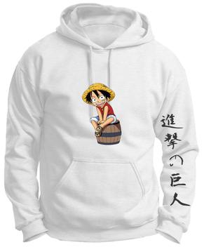 Conjunto Moletom Adulto e Infantil Flanelada Monkey D. Luffy One Piece  Anime Com Capuz