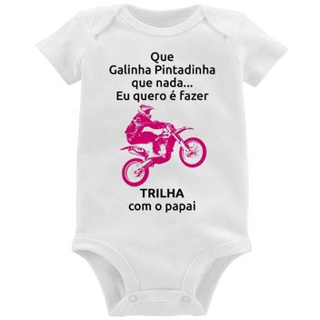 Camiseta Raglan Trilha com o papai (moto rosa)