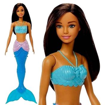 Barbie Sereia Morena com Cauda Azul - Mattel 