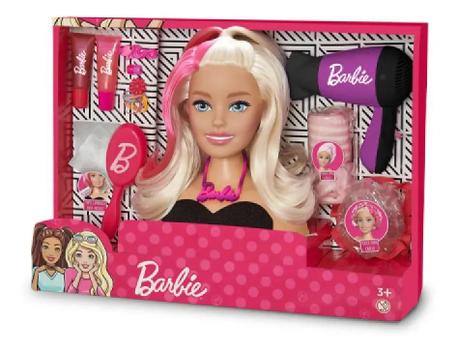 Combo Boneca Barbie Busto Fala Frases + Kit Fashion Maquiagem ED1  Brinquedos Kit Infantil menina rosa