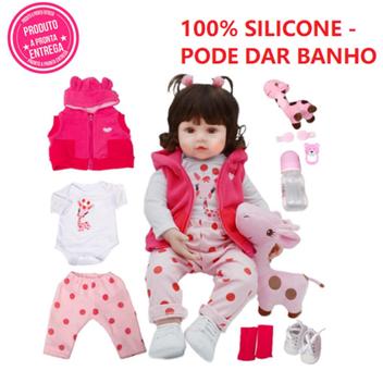 Bebe Reborn Original Girafinha Menina 100% Silicone 48cm Pode dar Banho