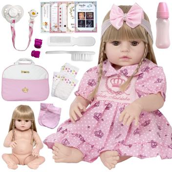 Compre Npk 55cm bebe boneca reborn criança menina rosa princesa