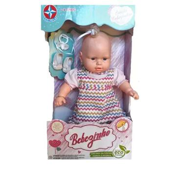 Boneca Bebezinho Reborn Vestido Rosa Claro Estrela