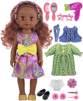 Boneca GAGAKU Preta 14 Polegadas - Para Meninas de 1 a 6 Anos - Com ...
