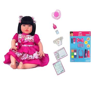 Boneca Reborn Baby Kiss Morena Linda Com Kit Maquiagem - Kaydora Brinquedos  - Boneca Reborn - Magazine Luiza