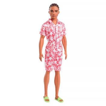 Boneco Ken Fashionista Negro com Macacão Coral Havaiana 235 DWK44