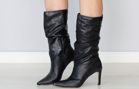 Bota cano cheap medio preta