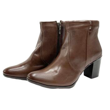 Bota dazzani vitelli cano curto salto bloco feminina couro Bota