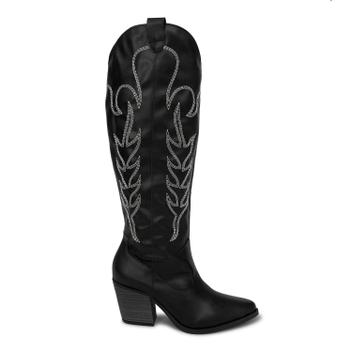 Bota Feminina Country Cano Longo Com Bordado - Jessica Leal Shoes