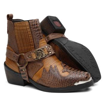 Bota masculina hotsell couro com fivela