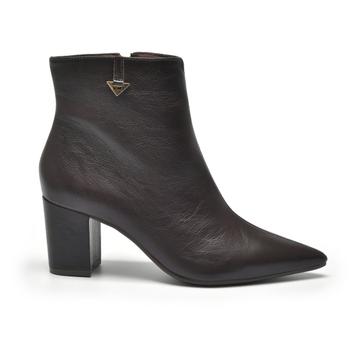 Bota Via Marte Cano Curto Salto Bloco Bico Fino Couro 236-003-01 ...