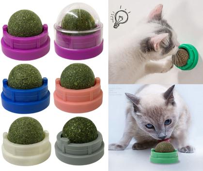 Bola de Catnip de 4 Peças Montada na Parede Brinquedo de Bola de