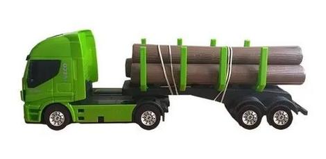 Caminhão Carreta De Brinquedo Iveco Hi-way Tora De Madeira - R$ 61,5