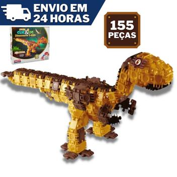 Blocos de Montar Dinossauro Brinquedo Infantil Clic E Lig