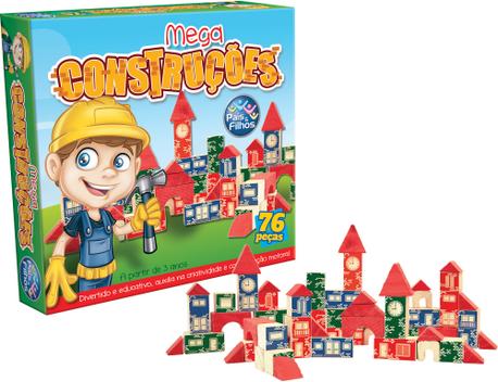 Brinquedo Educativo Mega Construção 76 Peças - Pais E Filhos ...
