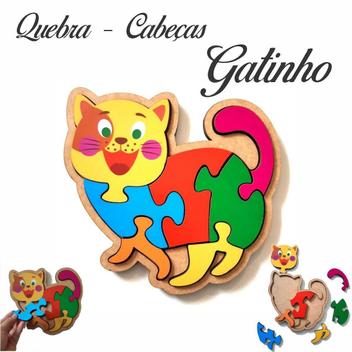 Jogo de encaixe didatico trem e gato de madeira mdf com 13 pecas 31x24cm -  CONECTA - Brinquedos Educativos - Magazine Luiza