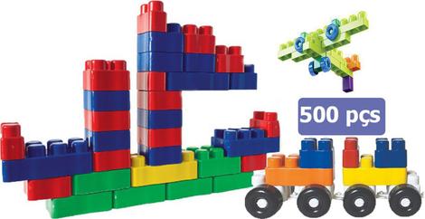Brinquedo Blocos De Montar Infantil Educativo 500 Peças - Escorrega o Preço