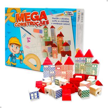 Brinquedo Jogo Mega Construções Blocos de Montar em Madeira 200 Peças -  Pais e filhos - Brinquedos de Montar e Desmontar - Magazine Luiza