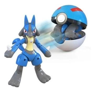 Boneco Brinquedo Articulado Lucario Pokémon Pokébola Na Caixa em