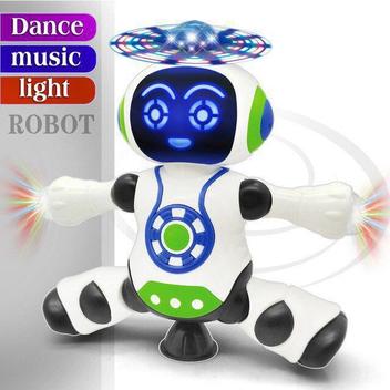 Robô Eletrônico Brinquedo Com Movimento Giro 360 Luzes Som Tamanho
