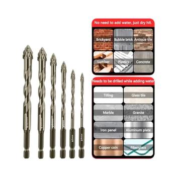 Juego De 4 Brocas Excéntricas De Cuatro Flautas Para Cerámica, Vidrio, Mármol Y Metal | Mejorada | Taladro De Precisión