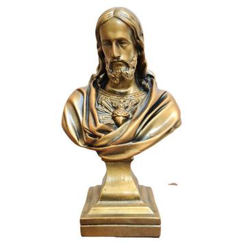 Busto Sagrado Coração de Jesus Busto Mármore 26 Cm Bronze - Samaritano