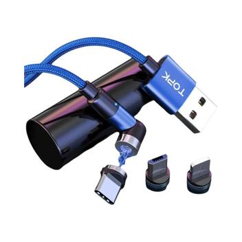 Cabo Magnético 3 em 1 com Rotação 540° - Conectores Micro USB, Tipo C e ...