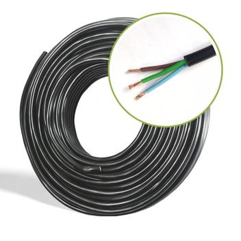 Amarcords Elektrokabel H05VV-F 3x0,75 Mm – 10 Meter, Schwarz, Für Innenbereich, 1000 V