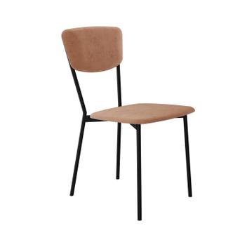 Cadeira Fixa Estofada Vintage Retrô Nude/Preto Fosco - Metalig