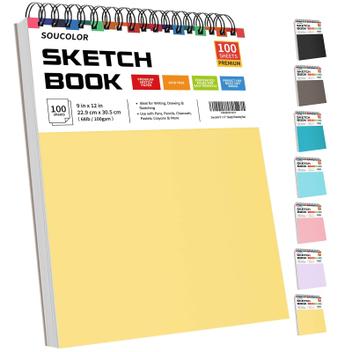 Cewei 9x12 Inch Sketch Book For Kids & Teens - 100 Sheets, 68lb/100gsm Paper, Spiral Bound, Purple - View #8