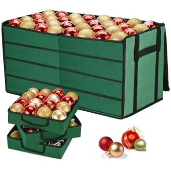 Caixa de Armazenamento de Enfeites de Natal BROSYDA - 8 Bandejas Verdes ...