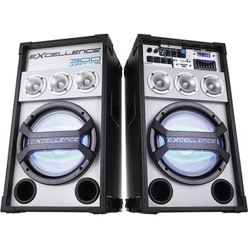 Caixas Amplificadas MP3 FM Bluetooth Microfone 300WRMS NKS