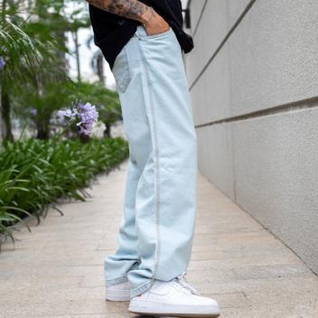 Calça Balão Jeans Skate Boca Larga Lisa Reto Masculino - Byflorentina ...