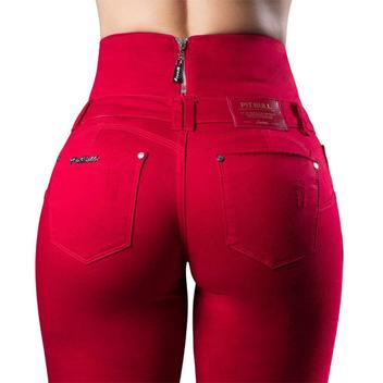 Calça Feminina Vermelha Pit Bull Jeans 39986 Pitbull Cós Modelador