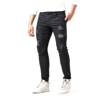 Calça jeans masculina destroyed hot sale preta