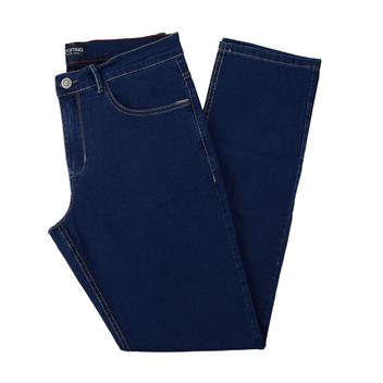 Calça Jeans Soojun Masculina - Cintura Elástica Completa Ajuste Relaxado Azul Escuro 34W X 30L