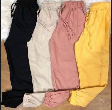 calça jogger feminina em linho