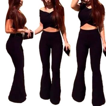 Calça Preta CalÃ§a De Bandagem Flare Calça Boca Calca Preta