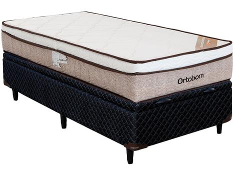 Cama Box Solteiro com Baú (Box + Colchão) Ortobom - de Mola 72cm de ...