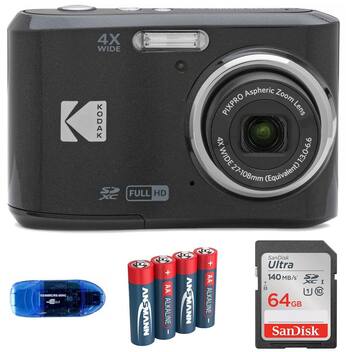 KODAK PIXPRO FZ45 ☆SDカード(64GB)・電池付 Câmera digital KODAK Pixpro FZ45 com cartão de memória SDXC de 64