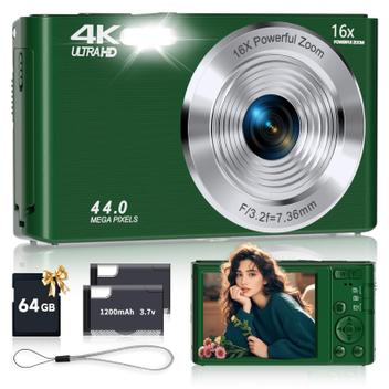 Câmera Digital SMARTKLIK 44MP 4K FHD Zoom 16X 64GB Verde - Câmera
