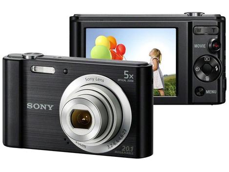Câmera Digital Sony Dsc W800 20.1mp 5x Preta - Câmera Compacta