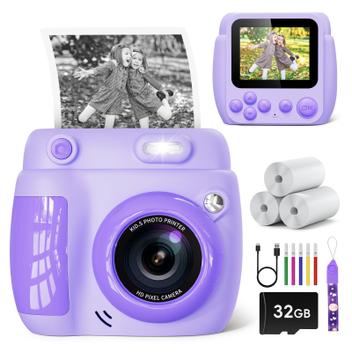 Câmera infantil de impressão instantânea LETSHAHA 20MP 1080P 32GB