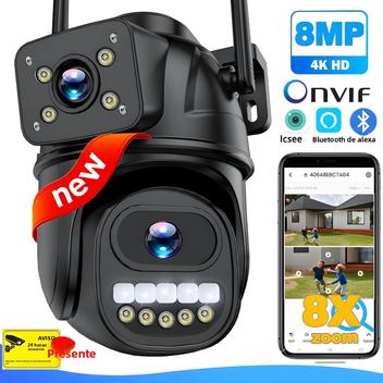 Câmera WiFi Externa 4K 8MP 360 graus Ver Câmera De Vigilância Com Zoom ...