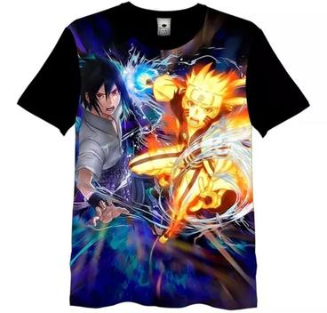 Camisa Camiseta Full 3d Desenho Nuvem Anime - Preto