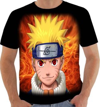 Camisa de botão - naruto shippuden uzumaki anime desenho geek