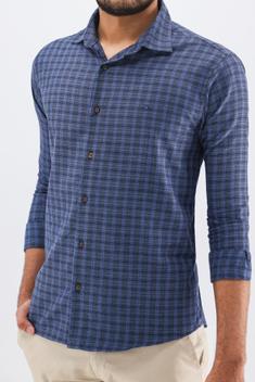 Camisa Social Infantil SANGTREE - Xadrez Azul E Branco Manga Longa
