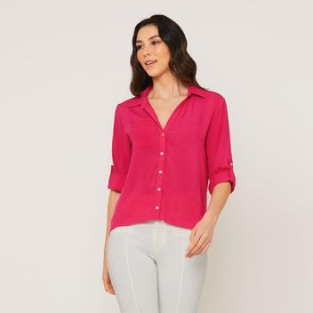 Camisa Viscose Miss Joy Feminino Color Block Pink 7142 - Camisa